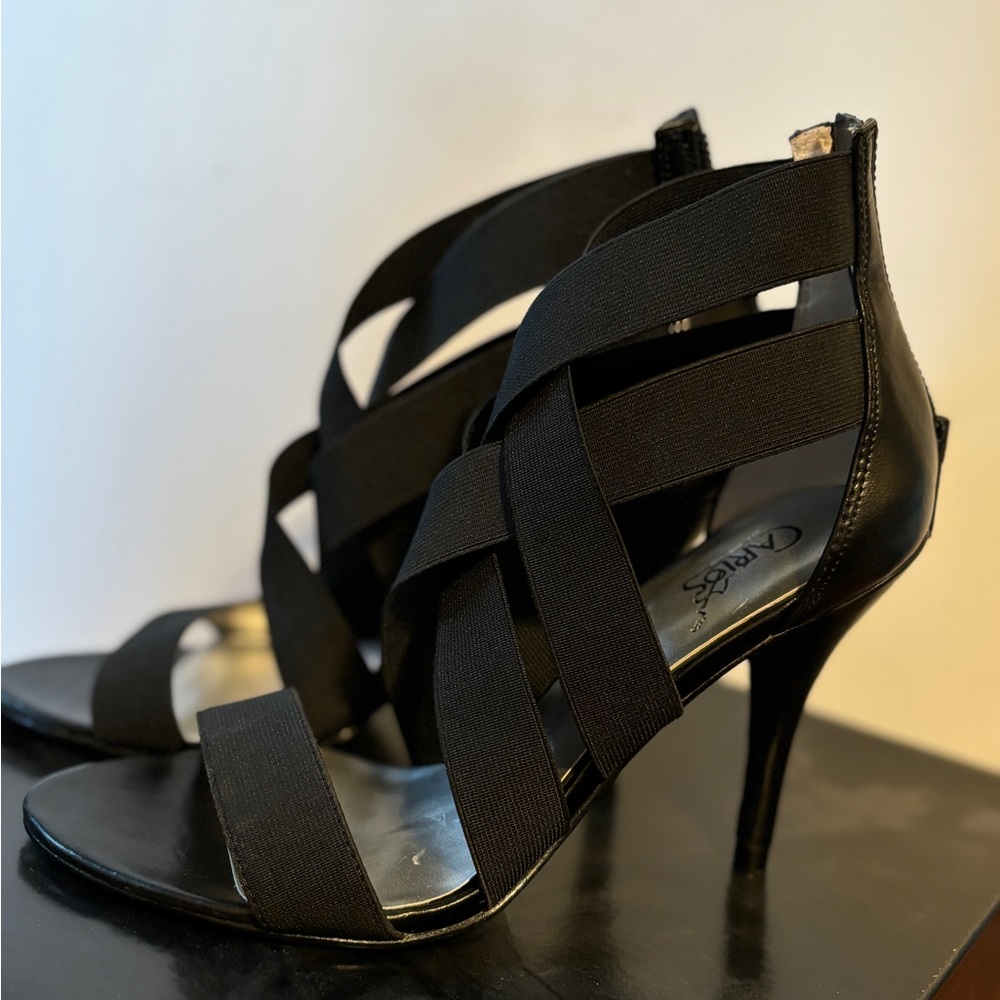 Carlos Santana Black Strappy Heeled Sandals